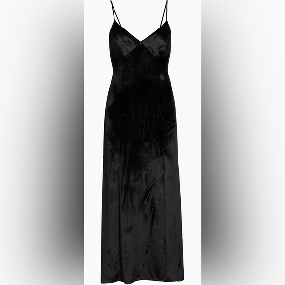 NWOT Alice & Olivia Julietta Velvet Slit Slip Dress in Black - Picture 8 of 13